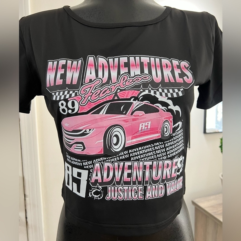 Car Graphic Crop Baby Tee